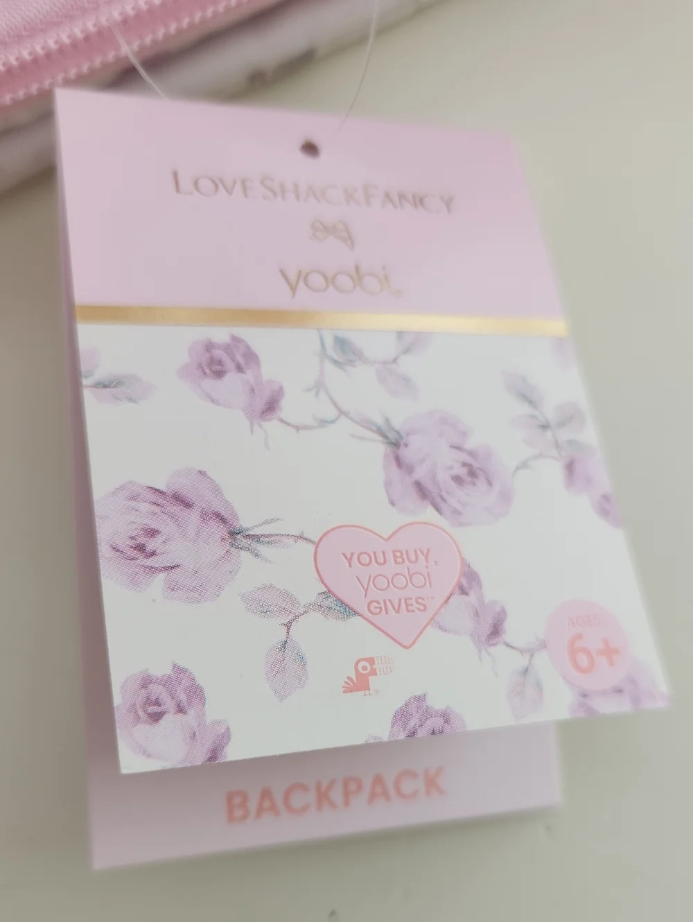 LoveShackFancy & Yoobi Collaboration Pink Ribbon Rosa Backpack NWT